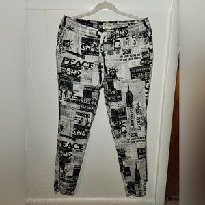 Black and White Newspaper Print Joggers